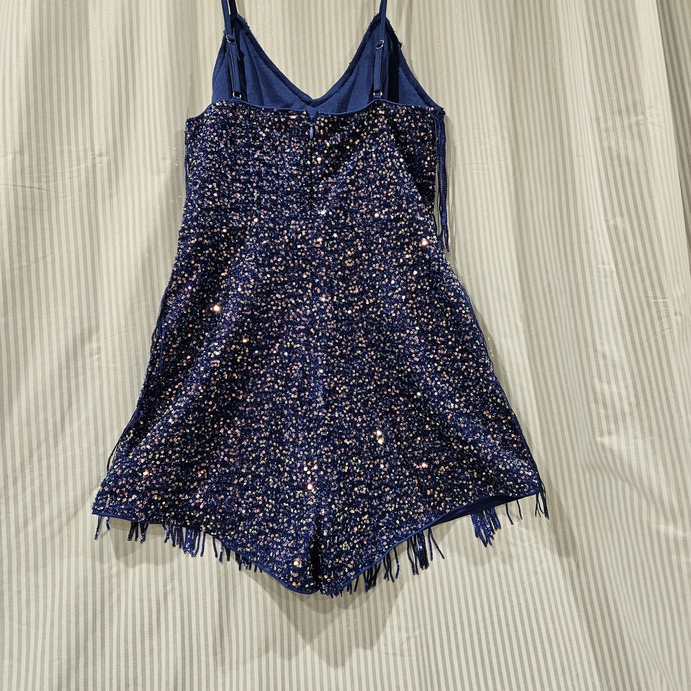 Blue Sequin Fringe Dress - Picture 4 of 8